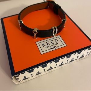 Stella & Dot | Keep Collective Charm Bracelet With Black Leather Band